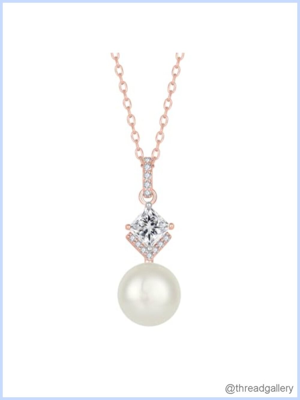 Freshwater Pearl Pendant Necklace 18K Rose Gold Plated Brass